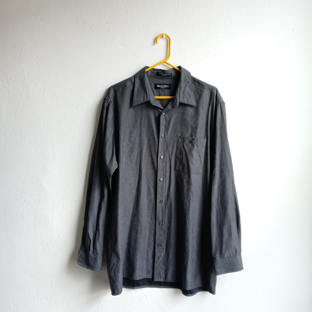 Brandini Gray Button-down Dress Shirt